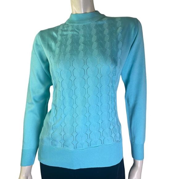 Original Beston Euatoriana Turquoise Leightweight Vintage Mock Neck Size S/M - Picture 2 of 11